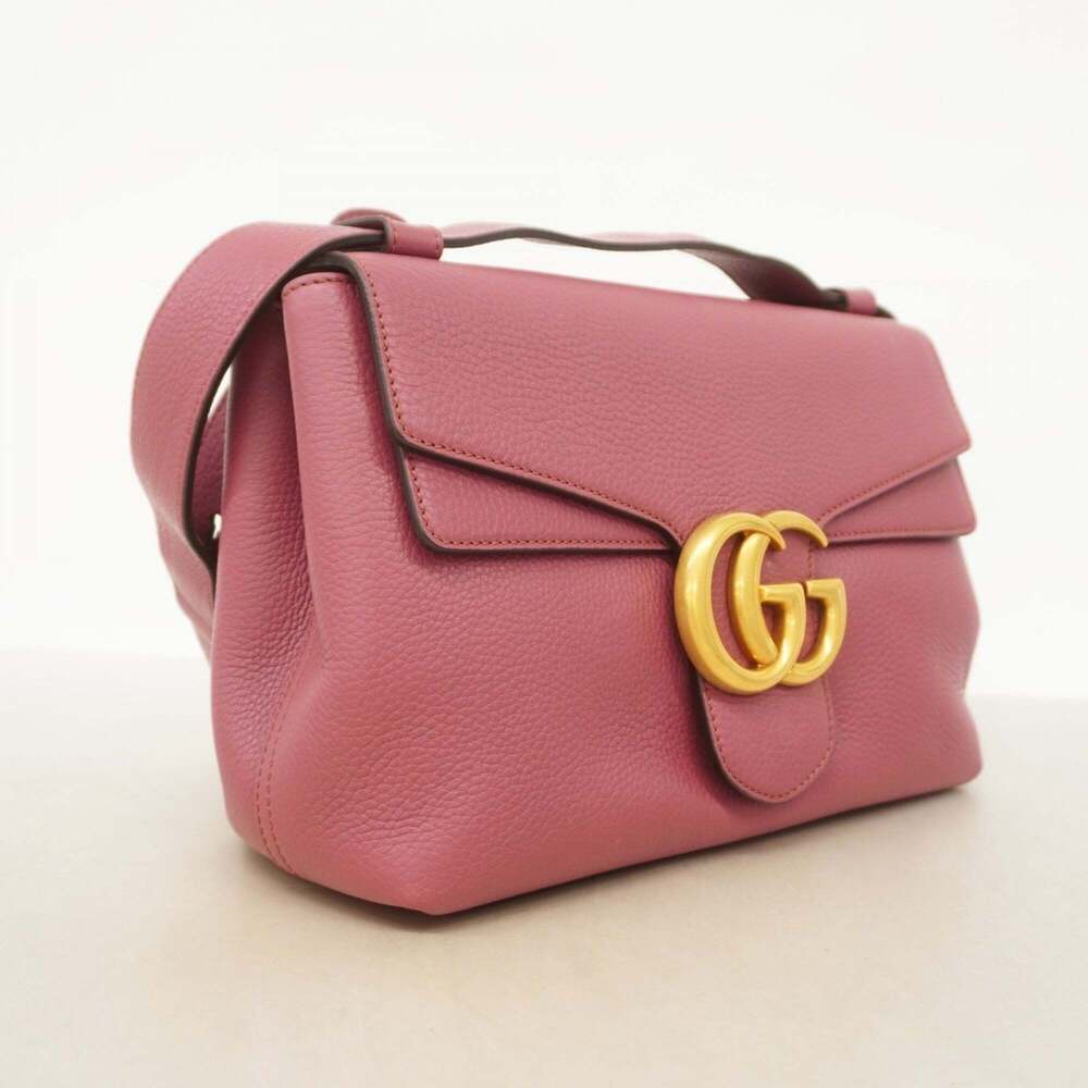 GUCCI Pink Leather GG Marmont Shoulder Bag - Picture 2 of 12